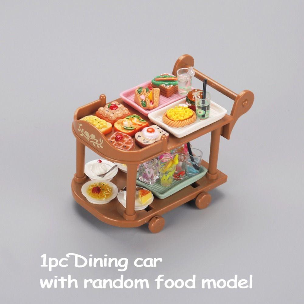 С моделью еды тележки для кукольного домика с едойМини-еда и игровая тележка для еды аксессуары для кукольного домика