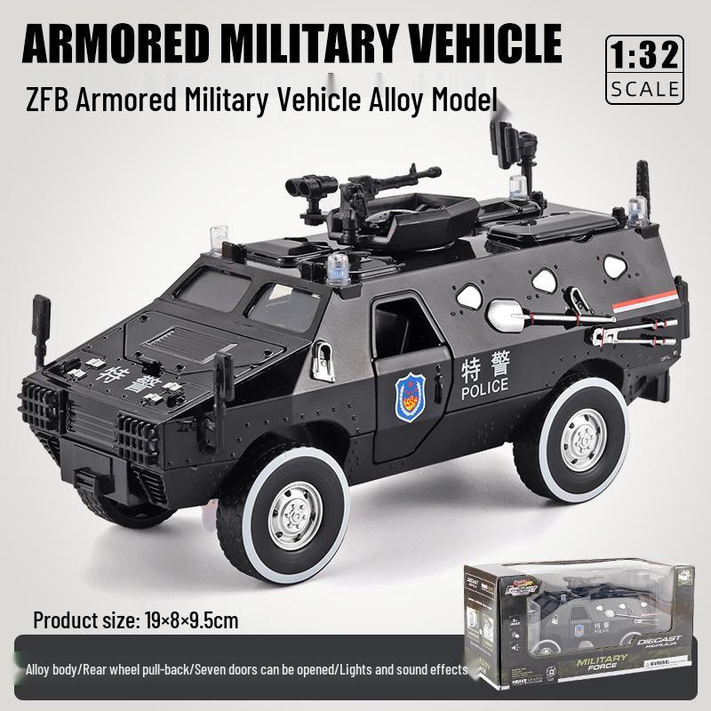 1:32 Игрушечная полицейская машинка из сплава с инерционным механизмом, со светом и звуком – Шесть открывающихся дверей для детей