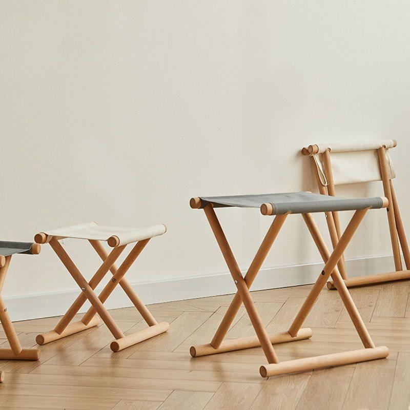 Camping Folding Chair, Solid Wood Portable Outdoor Folding Stool, Long Bench, Wooden Small Stool, Cushioned Long Bench