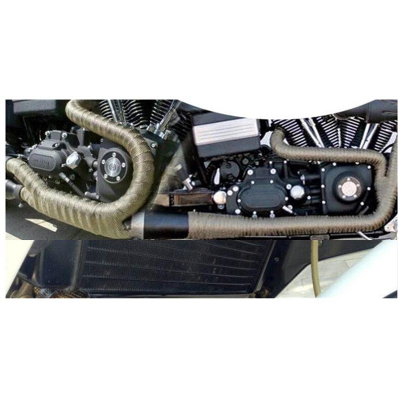 High Quality For Motorcycle Exhaust Heat Wrap Shield Tape Fiberglass 15M Roll With Stainless Steel Ties Titanium