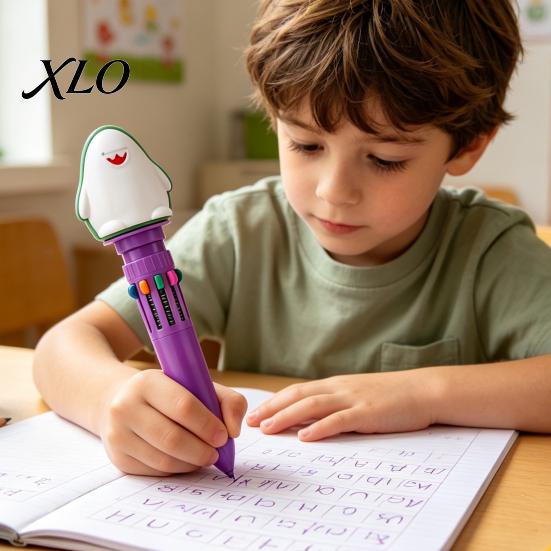 Lightweight Pens for Daily Use 10 in 1 Cartoon Ballpoint Pen, Multicolor Press Retractable Pens, Students Smooth Writing Stationery Supplies