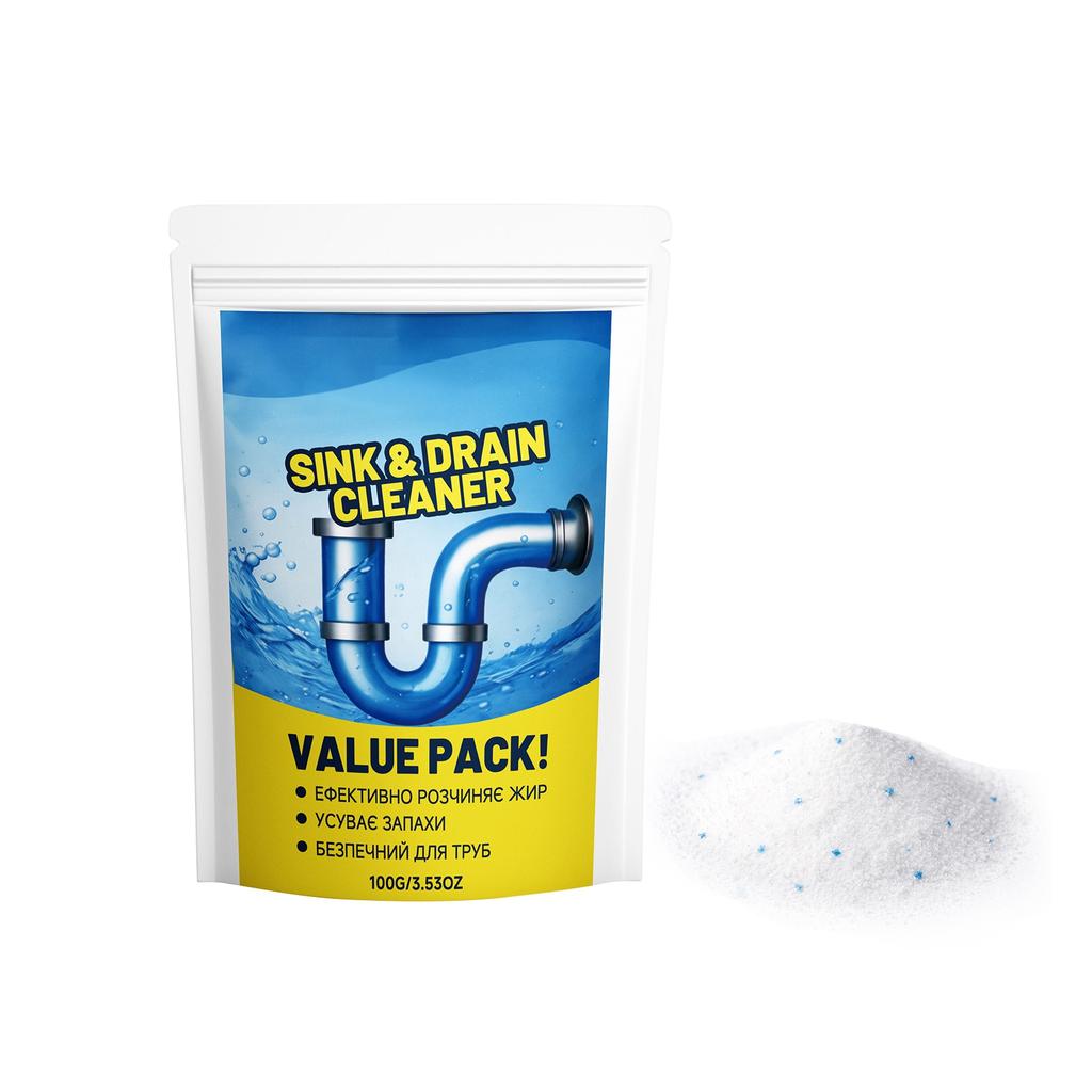 Drain Cleaner Powder for Clogged Pipes and Drains Effective Removal of Hair Grease Soap Scum and Organic Debris Safe for Plumbing Systems