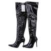 Trendy Faux Leather Over The Knee Boots Nithtclub Anti-Slip Prom Shoes Pointed Toe Boots