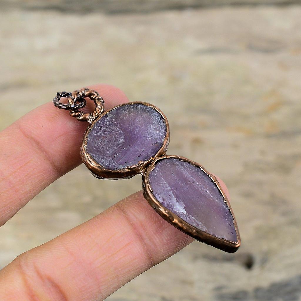 Африканский аметист грубый кулон гальванопластическая медная подвеска драгоценный камень кулон гальванопластическая бижутерия кулон ручной работы медная бижутерия для подарка