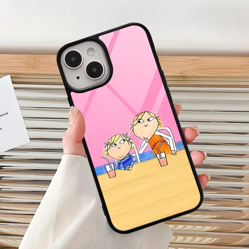 Мультяшный чехол C-CHARLIE AND LOLA для iPhone 15 Pro Max 14 12 11 13 Mini 16 8 7 Plus X Xs XR, задняя крышка PC+TPU