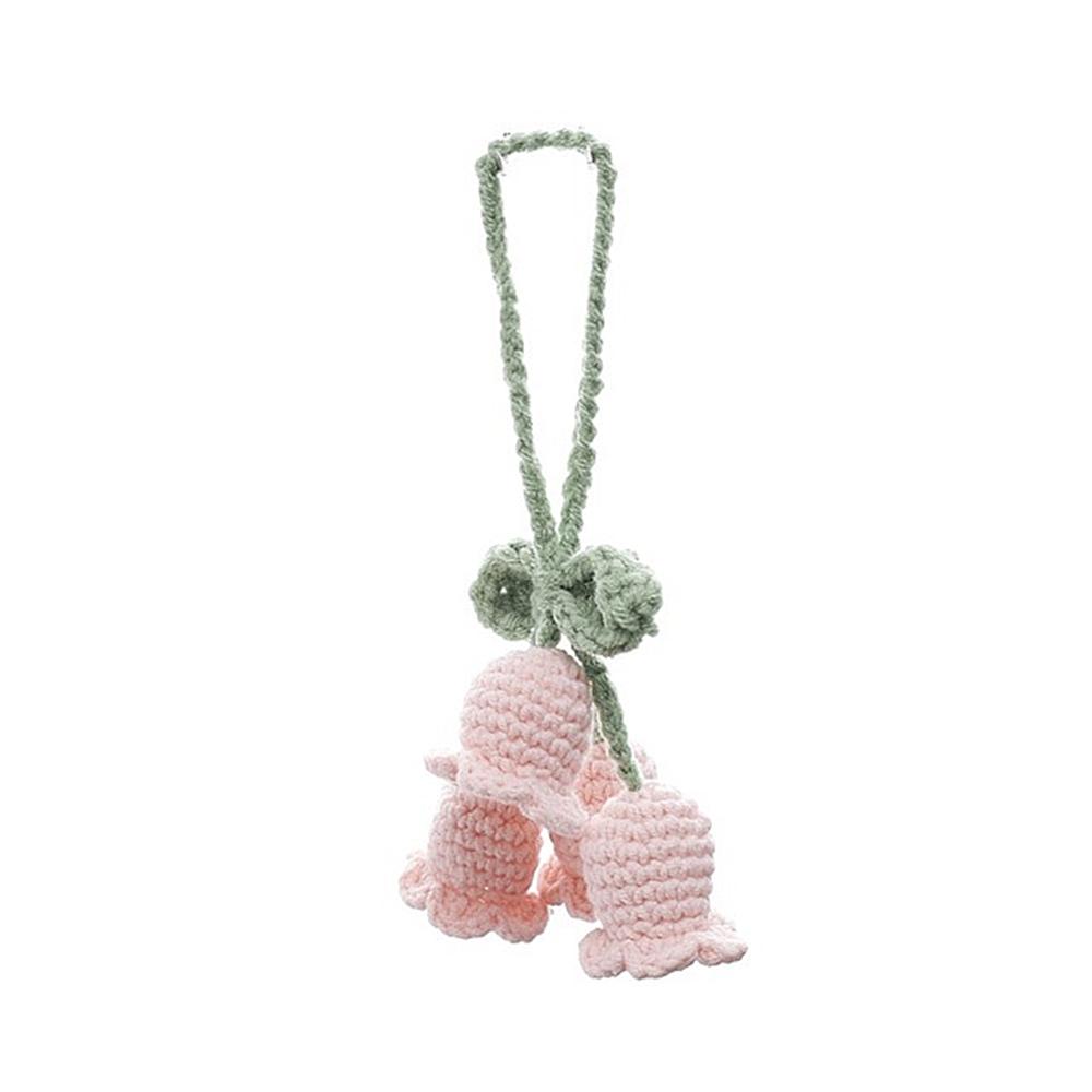 Lovely Handmade Knitted Bell Orchid Keychain for Women Girls Romantic Flower Pendant Handbag Ornament Car Accessories Gifts