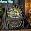 Custom Name Maccabi Football Crest Throw Blanket - Perfect for Couch, Bed, Office, and outdoor Travel - Ideal Gift for Christmas & Holidays