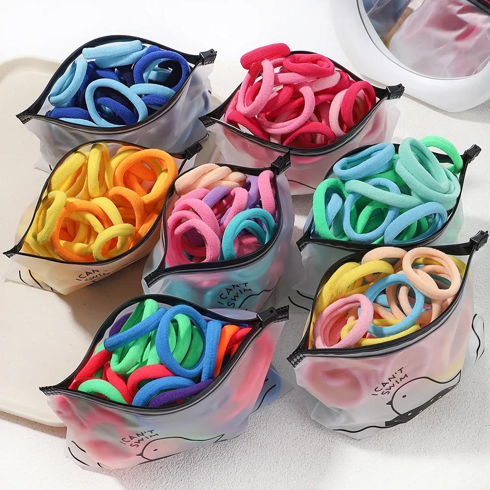 30/50/100PCS/Lot Girl Mix Colors Hair Bands Basic Hair Ties Elastic Headband Hair Scrunchies Women Accessories Ponytail Holder