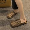 Модные тапочки Baotou Flat Slippers 2024 Летние новые женские туфли однотонные повседневные плетеные мюли тапочки бежевые слипоны пляжные сандалии шлепанцы