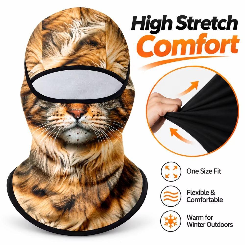 Fleece Lined Animal Face Mask Windproof Animal Head Cover Animal Neck Warmer  Skiing