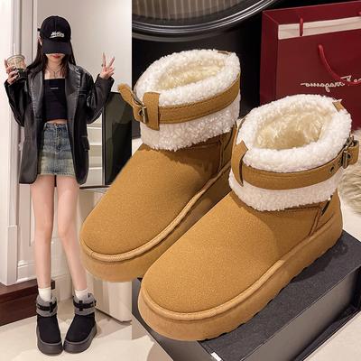 Модные зимние ботинки Женские низкие угги - Женские 2024 Ботильоны Белоснежные Ботильоны Женская обувь