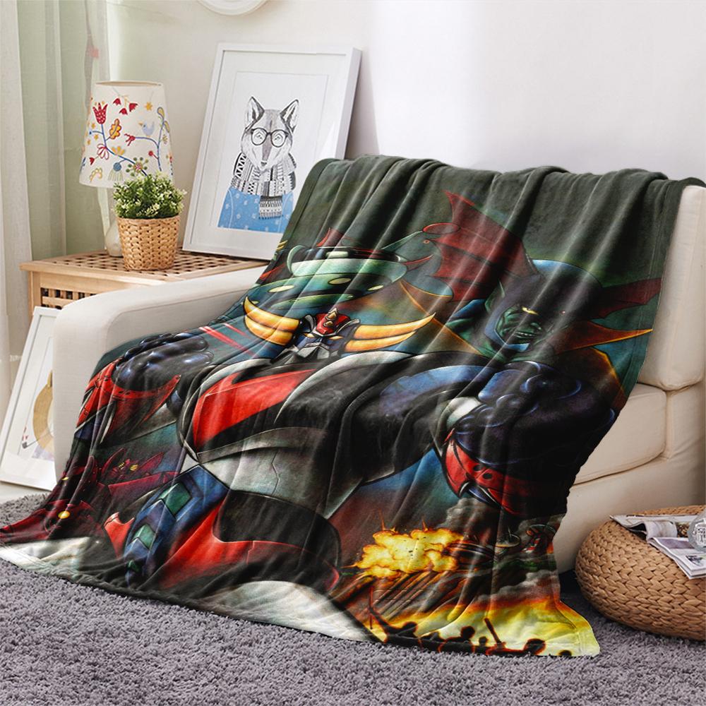 1Pc Grendizer Goldorak Print Flannel Blanket, High quality Comfortable for All Seasons, Home Decor, Warmth and Comfort, Perfect for Christmas Gifts 51