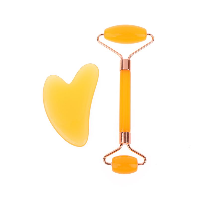 2 шт. Массажер для лица и шеи, роликовый резиновый скребок для красоты, двухсторонняя массажная палочка для разблокировки и расслабления, не розовый нефрит