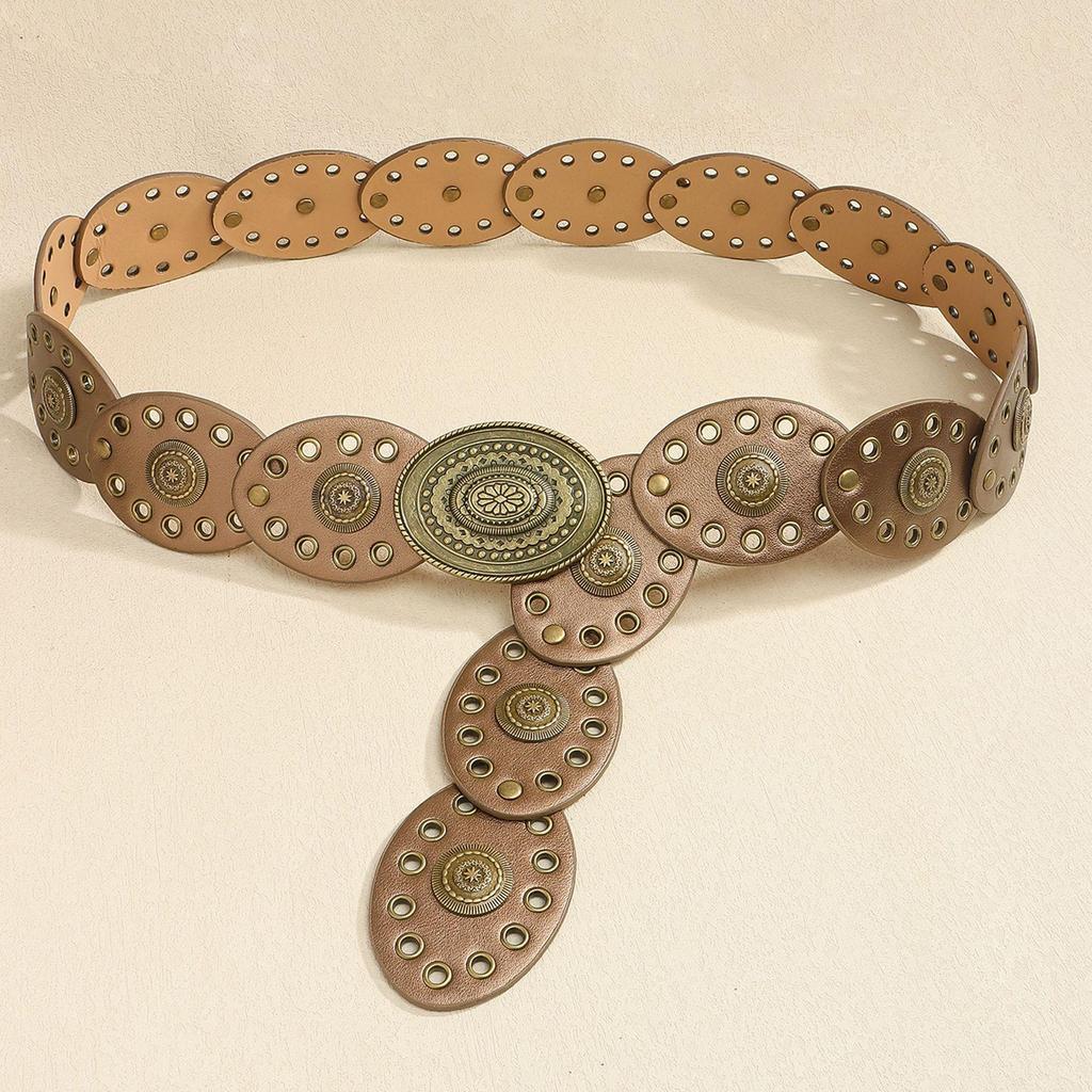 Женский ретро-платье с овальным поясом-люверсами в стиле пустоши