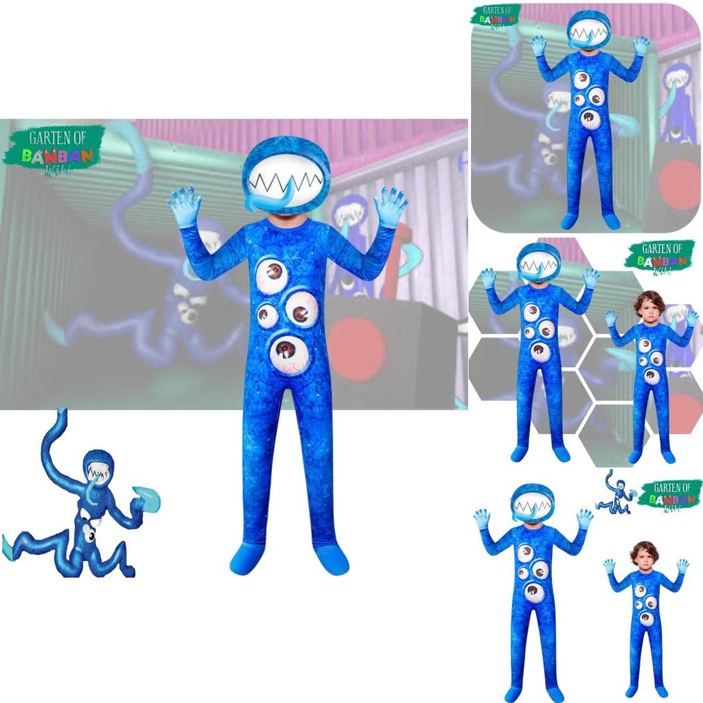 High-quality Cartoon Cosplay Dance Costume For Kids Blue Soft Milk Silk Fabric