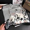 Flower And Leaf Silk Scarf Color Matching Scarf Simulation Silk Square Scarf 70Cm Thin Smooth Foreign Style Versatile Scarf