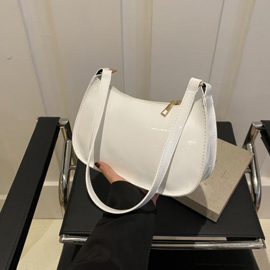 Ретро глянцевая сумка через плечо женская однотонная искусственная кожа подмышечная сумка повседневная сумка хобо водонепроницаемая сумка для повседневной жизни путешествий вечеринок