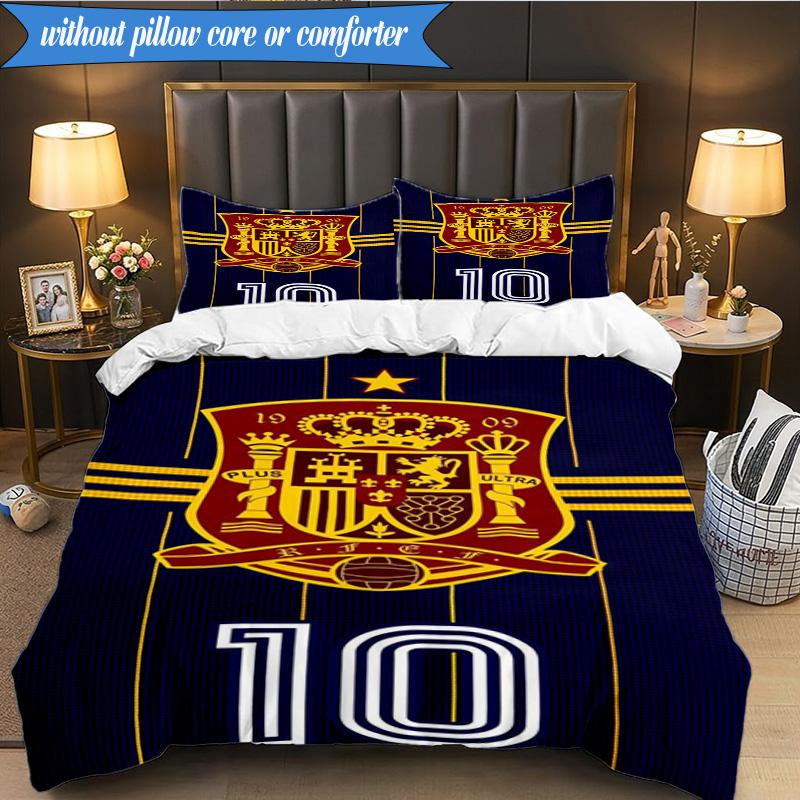 Spain National Football Team 3pcs Bedding,Including 1pc Duvet Cover And 2pcs Pillowcases Perfect for Christmas,Ideal for Bedroom, Dormitory