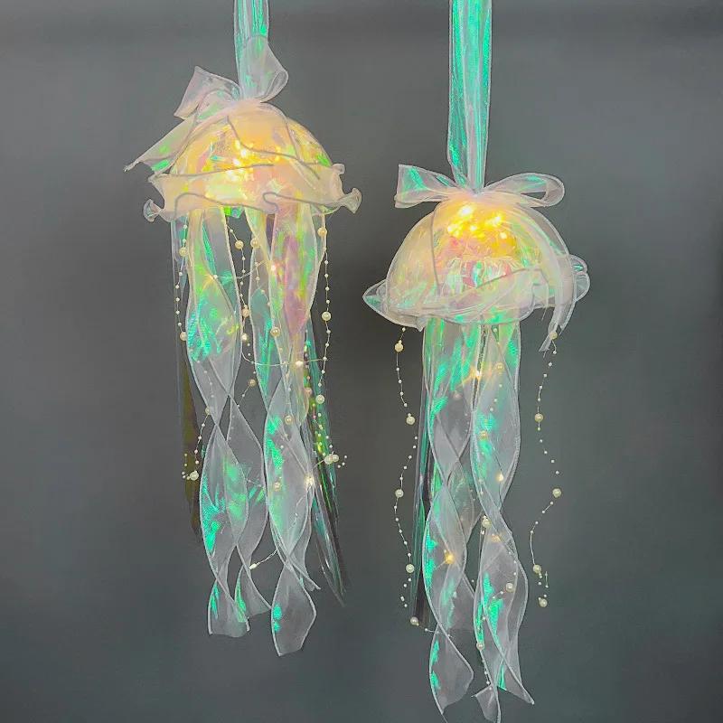 Multicolored Jellyfish Lamp Lantern DIY Mermaid Parti Jellyfish Light Lantern Girls Birthday Party Wedding Christmas LED Decor