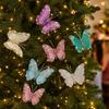 Блестящие Рождественские Бабочки Украшения Искусственные Цветные Украшения для Рождественской Елки Сверкающие с Зажимом Симуляция Бабочки