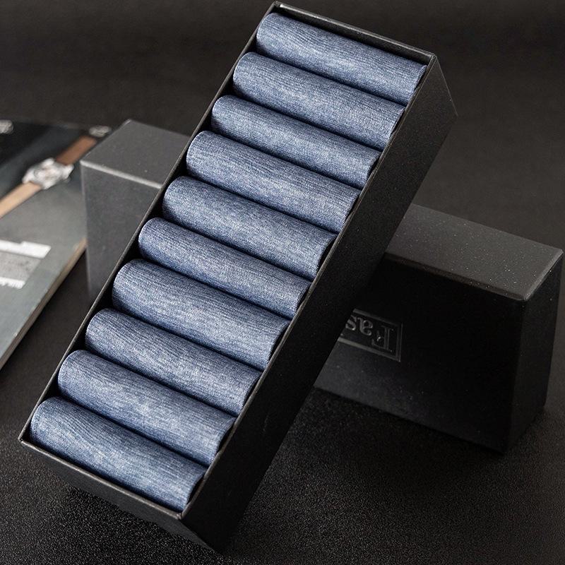 Men's Summer Ice Silk Thin Breathable Deodorant Mid-Tube Black Business Socks
