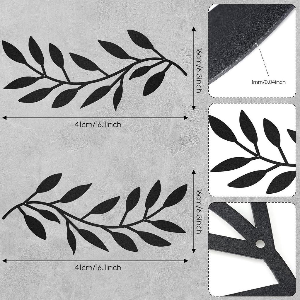 Wrought Iron Olive Branch Wall Decoration for Indoor/Outdoor Use