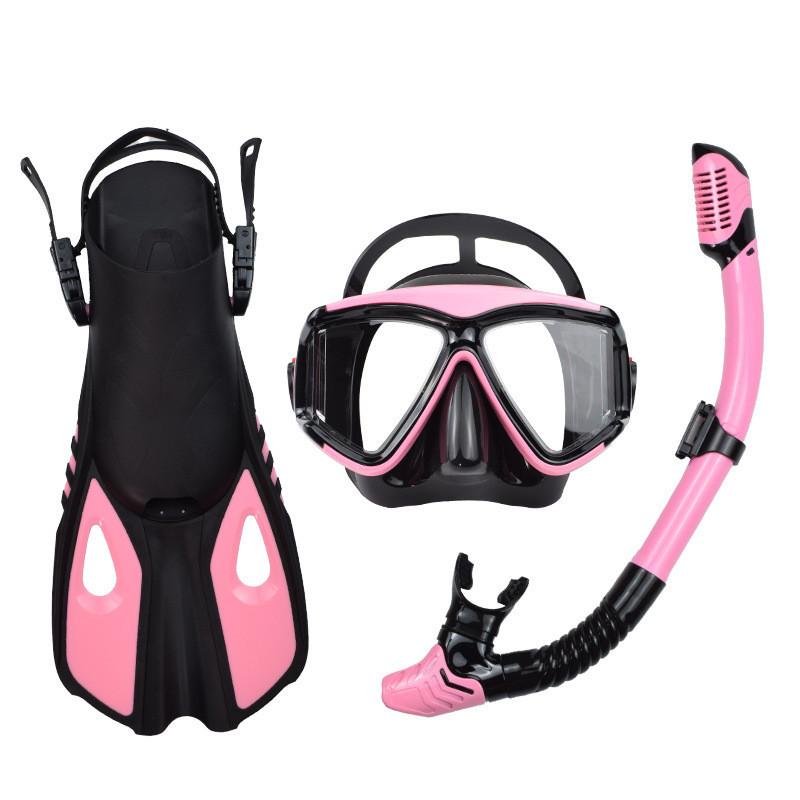 Маска для дайвинга с защитой от удушья, трубка для дыхания, ласты, набор для снорклинга из трех предметов, снаряжение для дайвинга на открытом воздухе, очки для дайвинга для взрослых, набор для снорклинга