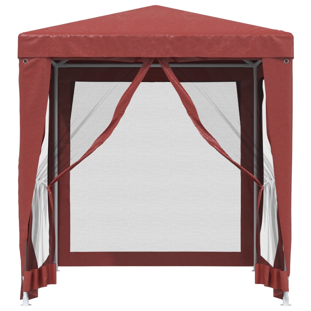 Party Tent with 4 Mesh Side Walls Red 2x2 m HDPE