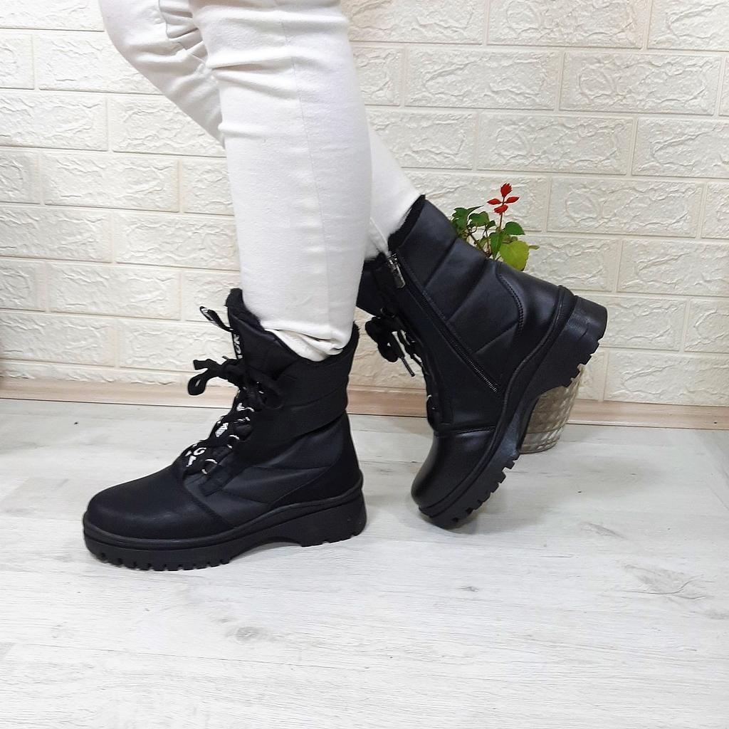 Twingo 875 Черные женские ботинки Nova на молнии с мехом внутри