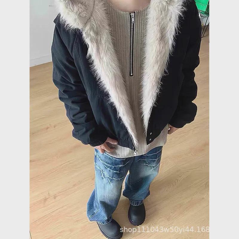 Men's American Fur Collar Plus Velvet Mountain Workwear Jacket