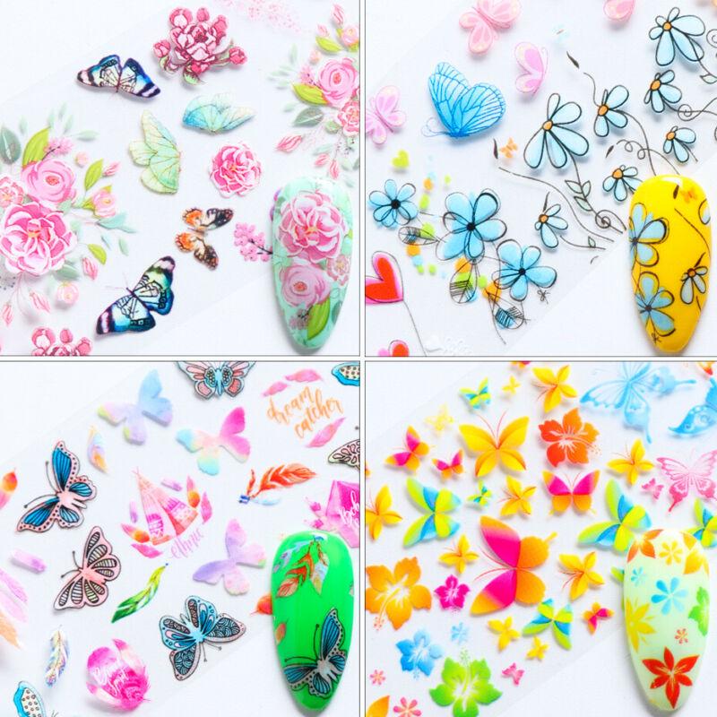 10 Pcs Holographic Nail Foil Set Transparent Butterfly Nail Art Transfer Sticker