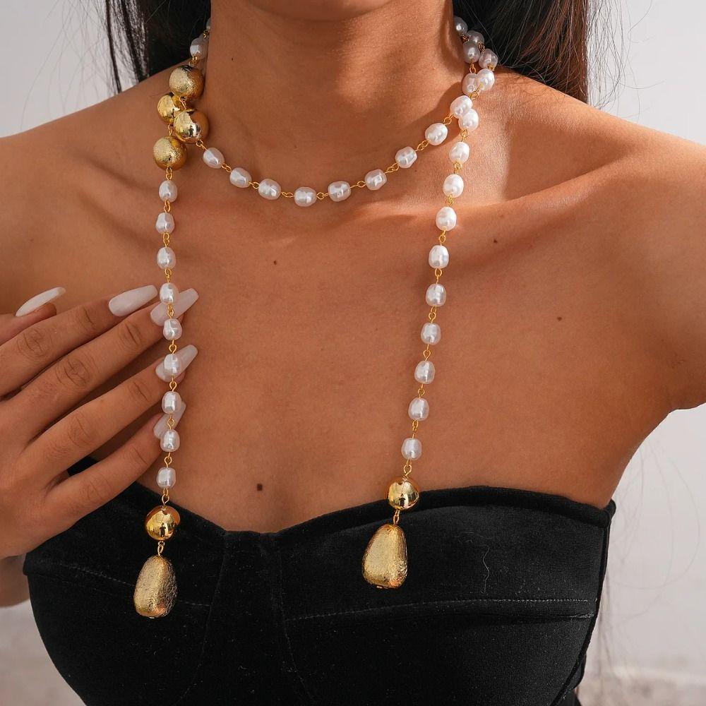 Luxury Design Chain Necklace Fashionable Style Pearl Bead Necklace European Style