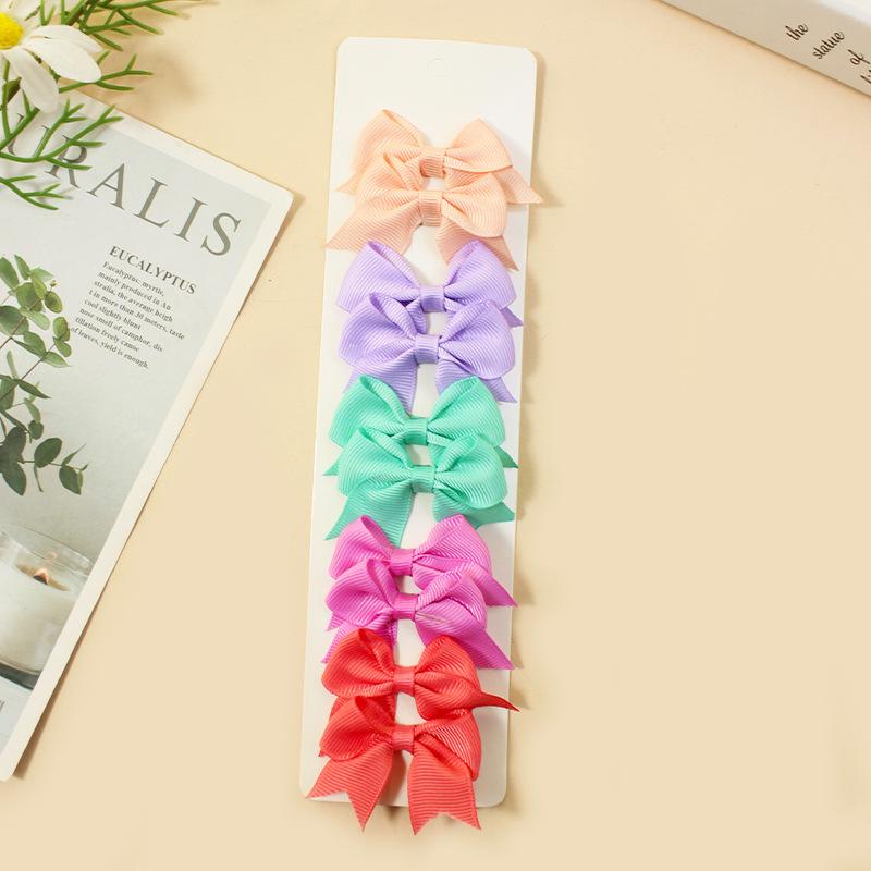10Pcs/Set New Cute Solid Ribbon Bowknot Hair Clips for Baby Girls Handmade Bows Hairpin Barrettes Headwear Baby Hair Accessories