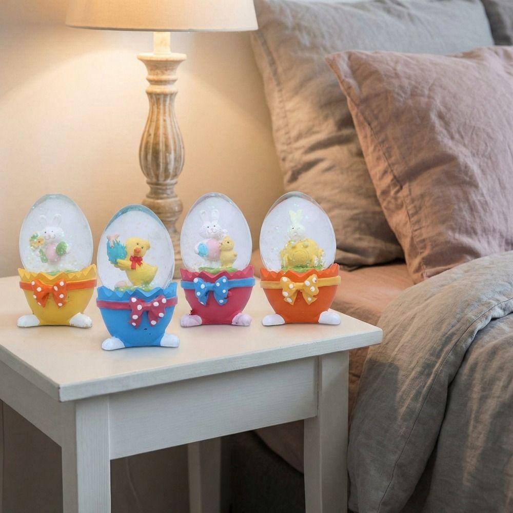 Resin Bunny Rabbit Figurine Glass Rabbit Hugging Eggs Snowball Easter Egg Ornament Gift Giving