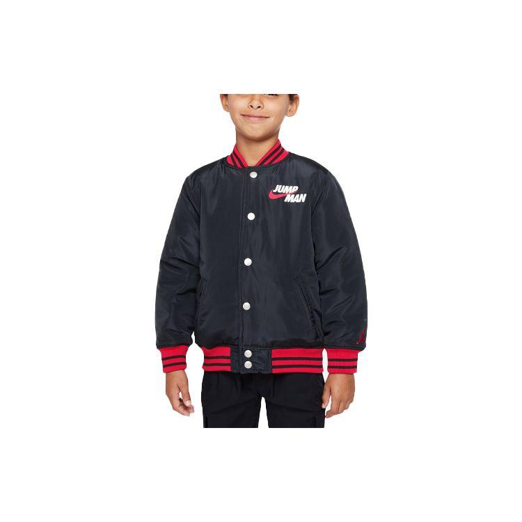 Jordan Logo Print Reversible Baseball Jacket Kids Jackets Black DO3461-010