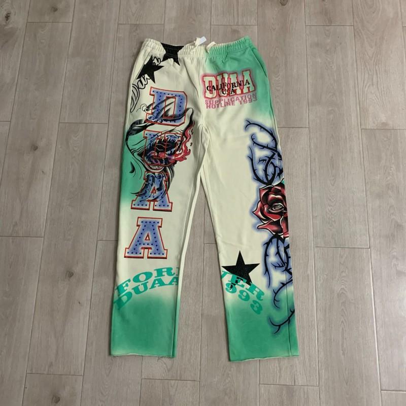 Unisex Relaxed Fit Washed Cotton Jogger Pants With Embroidered Letter Print Casual Trousers