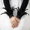 Black Lace Fluffy Feather Wrist Cuffs Lightweight Plume Bracelet Halloween Arm Cuff Gloves  Cosplay