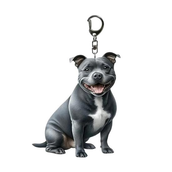 Acrylic Keychain 2D Dog Shape Fine Craftsmanship Keyring Decorative Backpack Handbag Phone Car Pendant