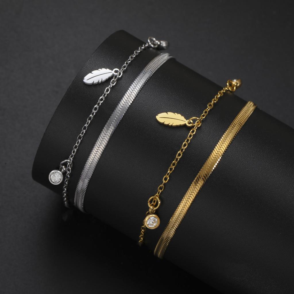 Cazador Daisy Flower Feather Star Cat Charm Bracelet Stainless Steel Gift Snake Chain Bracelets for Women's Mother's Day Gifts