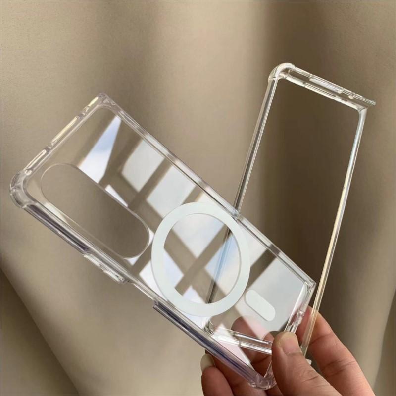 Роскошный Прозрачный Магнитный Чехол Для Magsafe для Samsung Galaxy Z Flip 6 5 Fold 4 3 Чехлы Прозрачный Ударопрочный Броня Акриловая Крышка