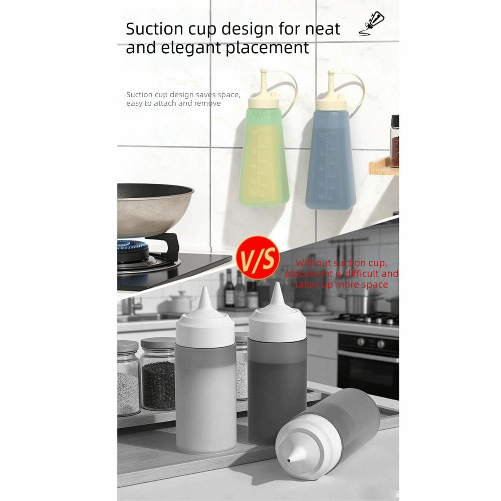 Transparent Sauce Dispenser 300ml Capacity Silicone Split Bottle Condiment Storage Jar BBQ Sauce