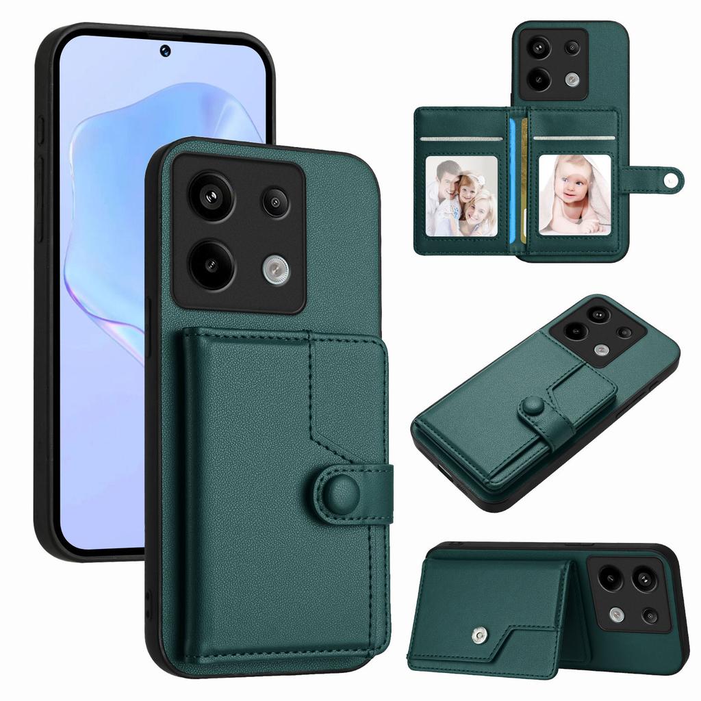 For Xiaomi Poco X6 5G/Xiaomi Redmi Note 13 Pro 5G Case RFID Blocking Card Holder Kickstand TPU + PU Leather Phone Back Cover