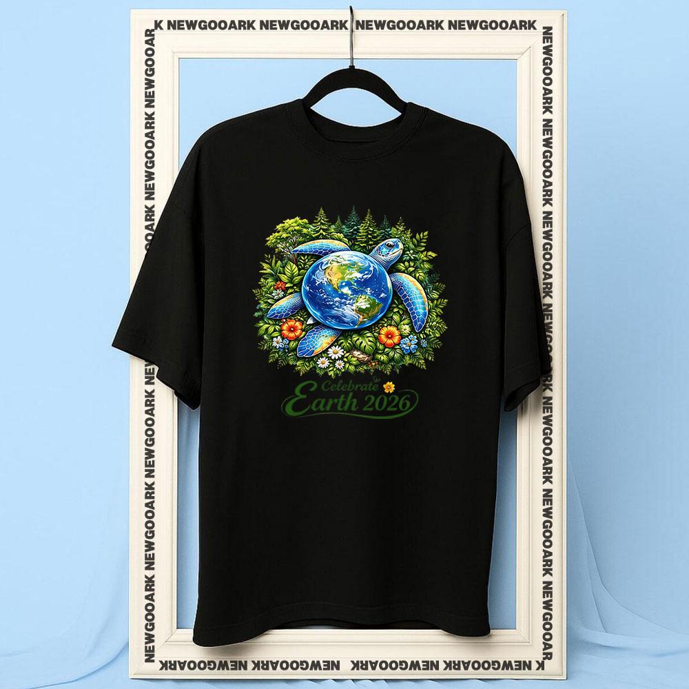 Celebrate Earth 2026 EcoFriendly Turtle Nature Conservation Women Unisex Casual cotton printed t shirts Adult Oneck summer