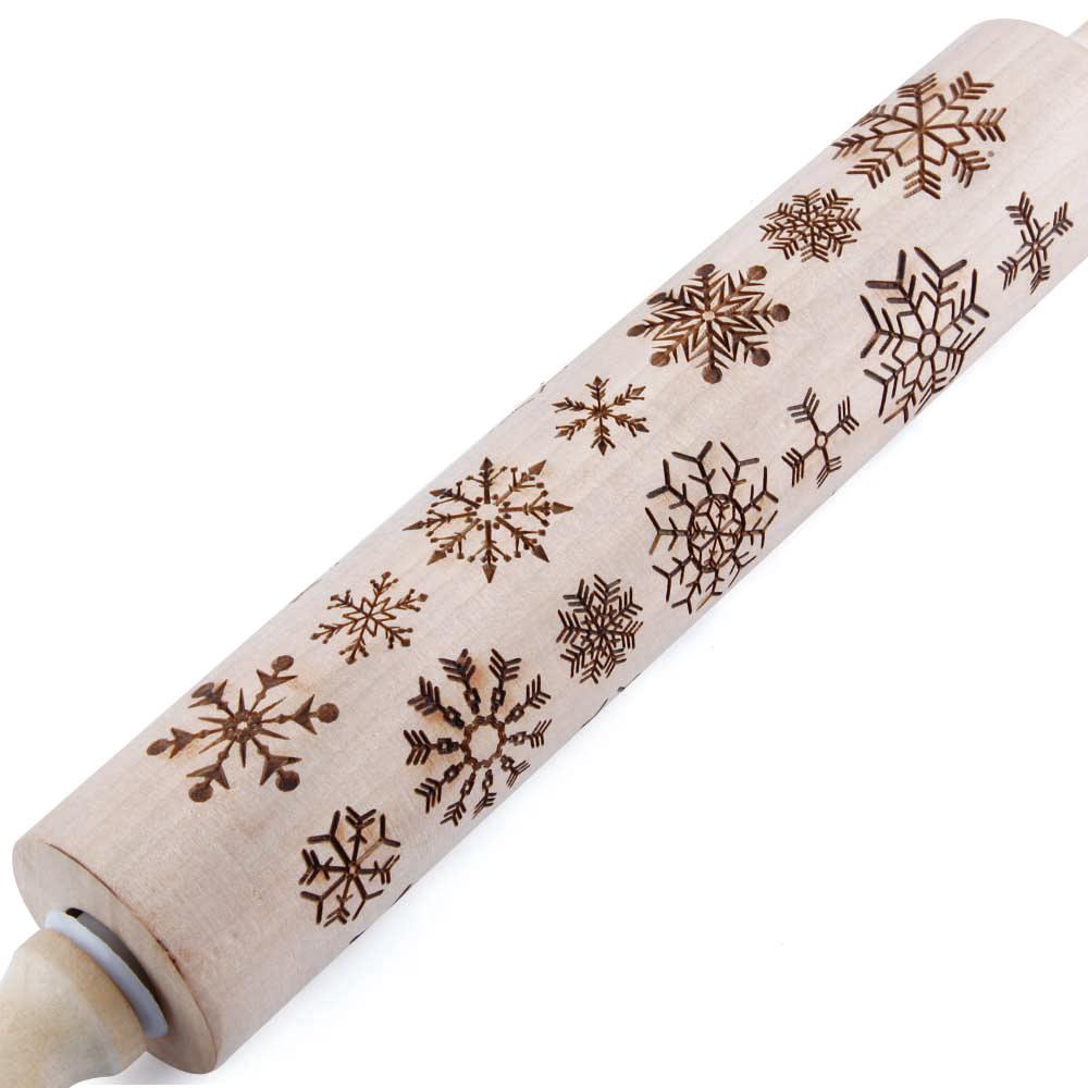 Wooden Rolling Pin Embossing Baking Cookies Noodle Biscuit Fondant Cake Dough Patterned Roller