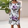 Women's Fashion Short Sleeve Dress With Pockets Floral Print Casual Beach Dress
