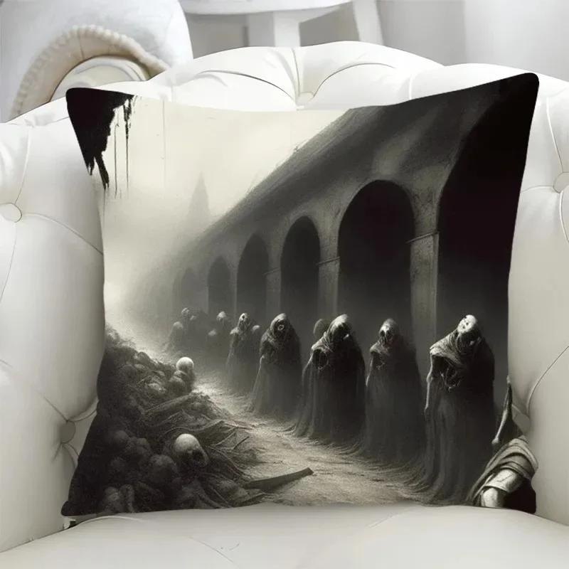 Luxury Home Decor Pillow Cover Hell Reaper Style Pattern Cushion Cover Sofa Office Cushion Cover