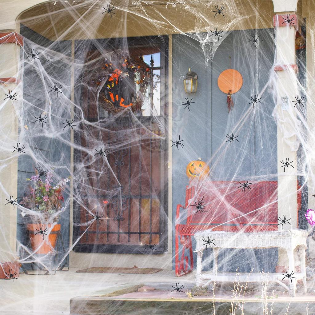 Artificial Spider Web Halloween Decoration Scary Party Scene Props White Stretchy Cobweb Horror House Home Decora Accessories