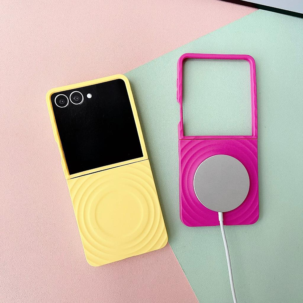 For Samsung Galaxy Z Flip7 5G Magnetic Case Skin-Touch Wave Texture Hard PC Phone Cover