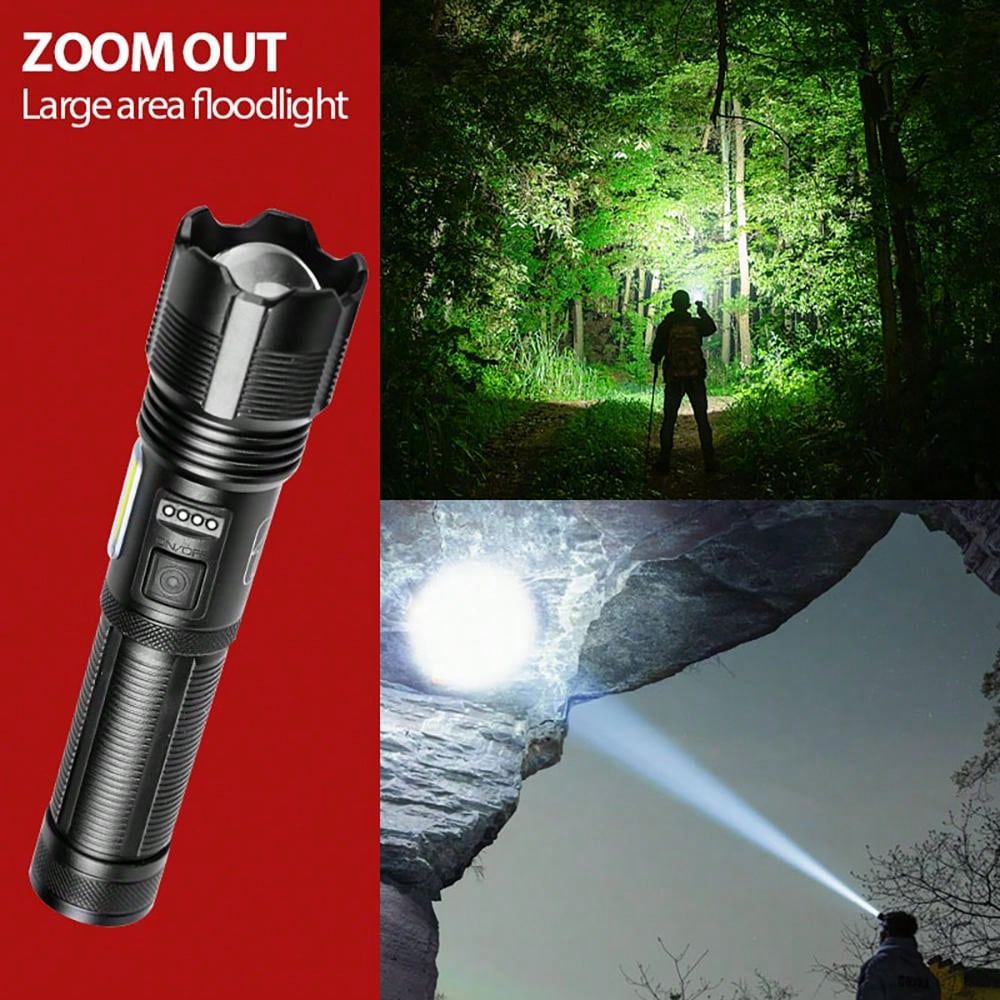 Tactical Rechargeable LED Flashlight, 7 Modes High Brightness Flashlight for Emergency, Hiking, Camping, Camping Equipment