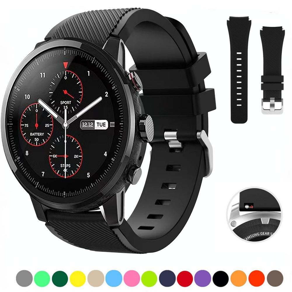 Классический силиконовый ремешок 22 мм для Samsung Watch 3/Gear S3 Frontier/Huawei Watch 3/3 Pro/GT/2 спортивный ремешок для Amazfit GTR/Stratos/Pace